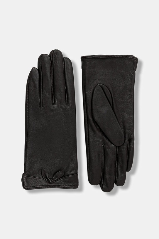 Answear.LAB rękawiczki skórzane skóra licowa brązowy leaf glove
