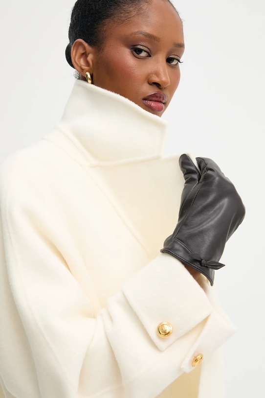 Answear.LAB rękawiczki skórzane brązowy leaf glove