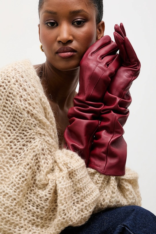 Answear.LAB manusi de piele piele burgundia extralong46