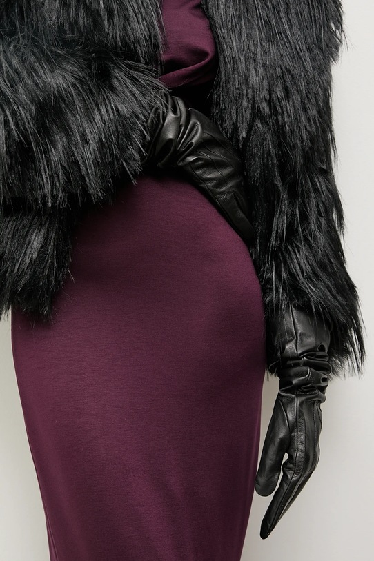 Answear.LAB rękawiczki skórzane skóra licowa czarny extralong46