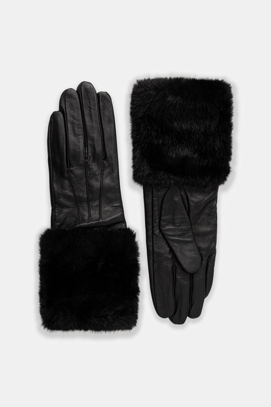 Answear.LAB rękawiczki skórzane skóra licowa czarny furry long33.black
