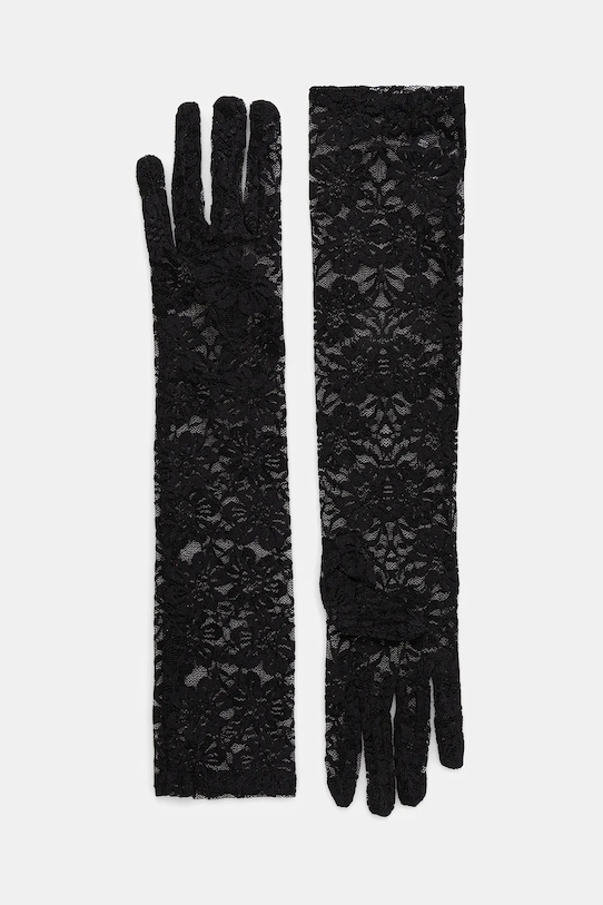 Answear.LAB rękawiczki drobny wzór czarny lace.long.glove