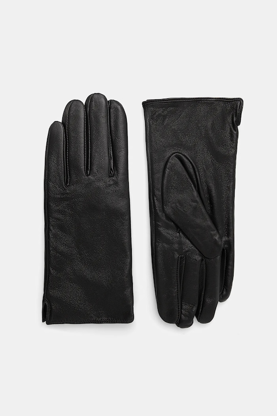 Answear.LAB rękawiczki skórzane skóra licowa czarny plain.glove