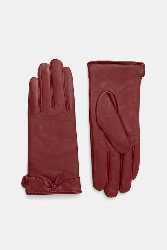 Answear.LAB rękawiczki skórzane skóra licowa bordowy leaf.glove