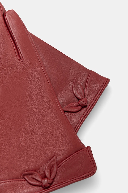 Answear.LAB rękawiczki skórzane leaf.glove bordowy WA25