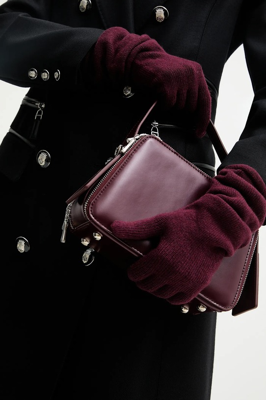 Answear.LAB rękawiczki z dodatkiem wełny z dodatkiem wełny bordowy WA25-RED028