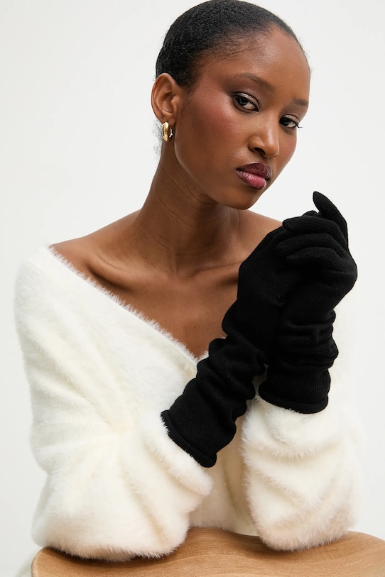 Answear.LAB rękawiczki z dodatkiem wełny z dodatkiem wełny czarny WA25-RED028