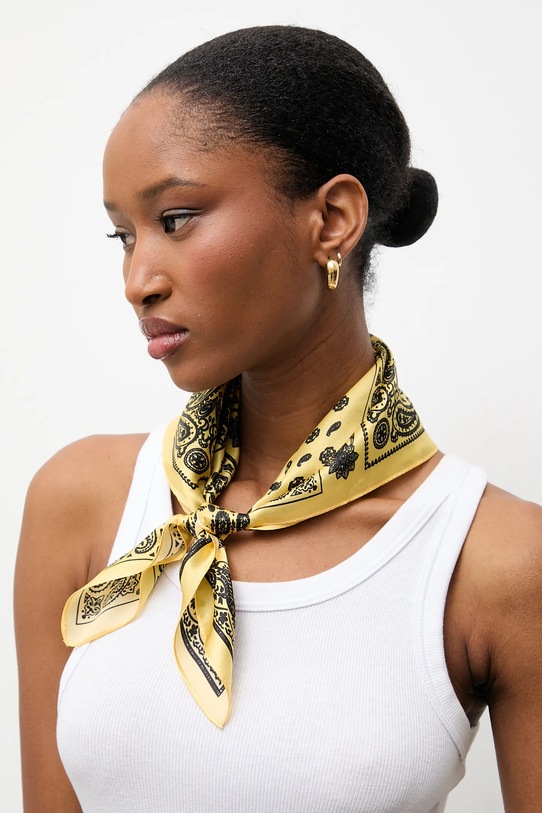 Answear.LAB esarfa de matase matase galben 54x54