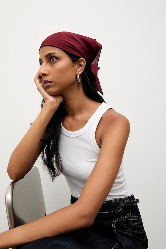 Шелковый платок на шею Answear.LAB ткань бордо 50x50