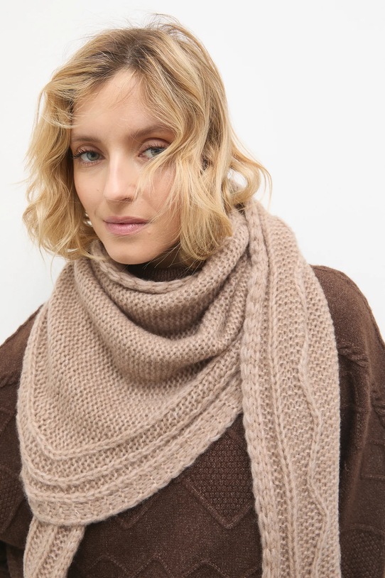 Answear.LAB esarfa de lana tricotaj bej 2506031-032
