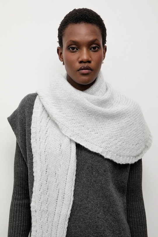 Answear.LAB esarfa de lana tricotaj gri 2506031-032