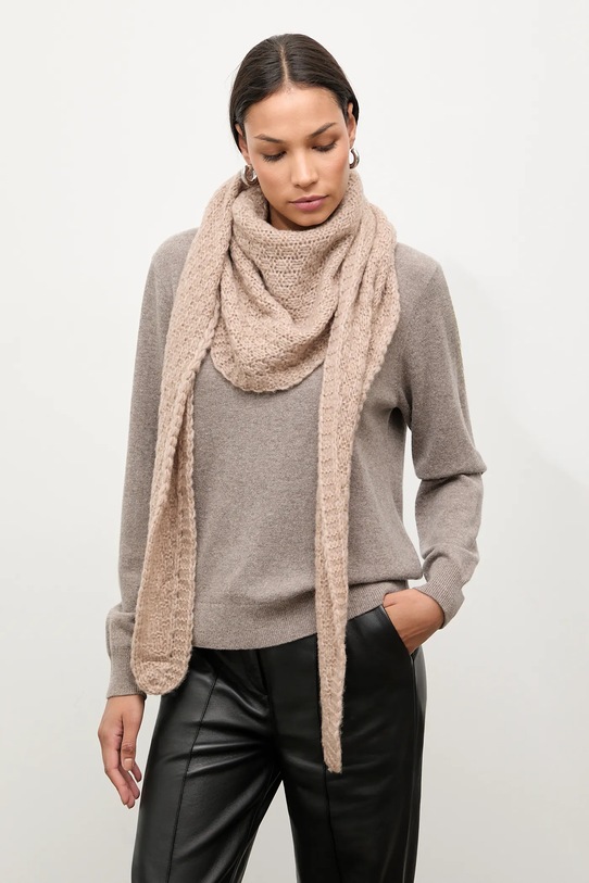 Answear.LAB szalik z wełną merino dzianina beżowy 2506042-026