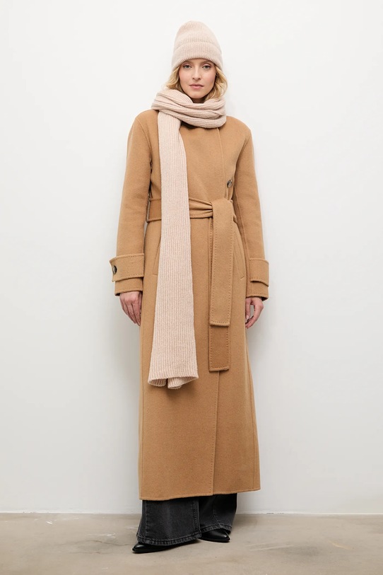 Answear.LAB szalik z wełną merino dzianina beżowy 2311100-061