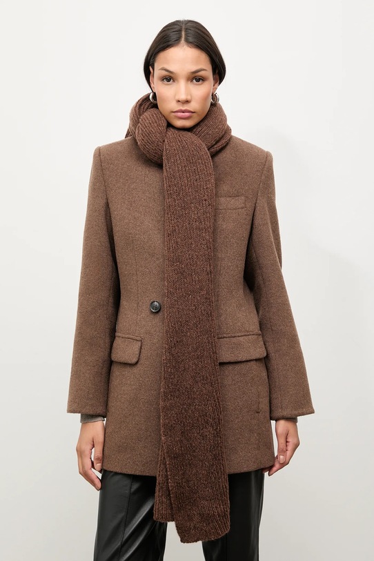 Answear.LAB szalik z wełną merino dzianina brązowy 2311100-061