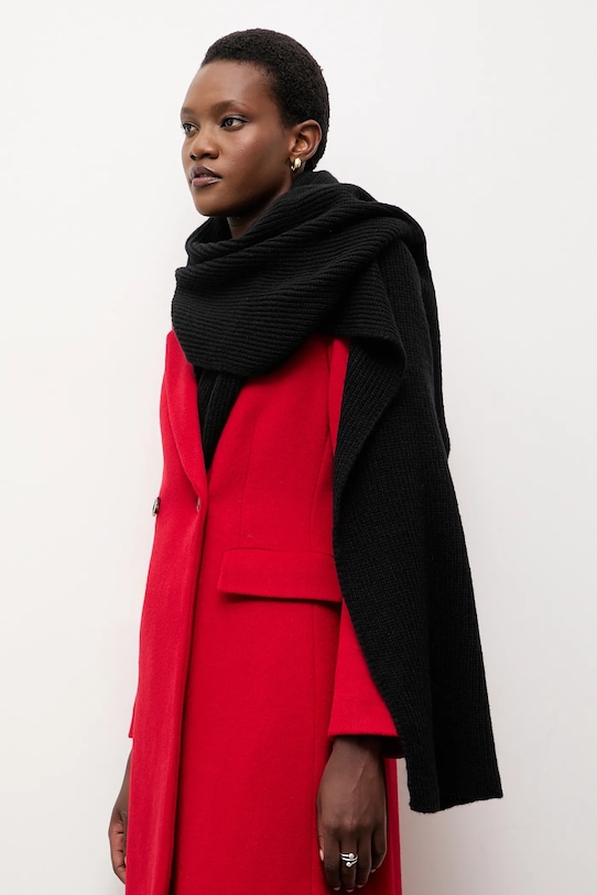 Answear.LAB esarfa de lana tricotaj negru 2311100-061