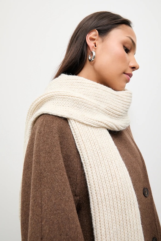 Answear.LAB szalik z wełną dzianina beżowy WA25-SAD029