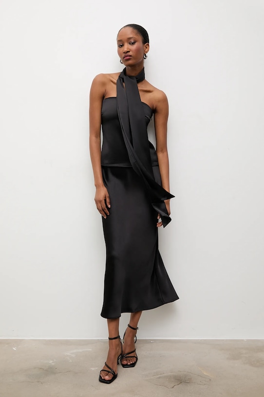 Answear.LAB top i spódnica tkanina czarny 93055.93073