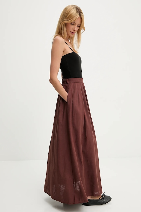 Plátěná sukně Answear.LAB 3116.FLK hnědá WA25