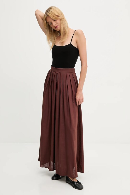 Plátěná sukně Answear.LAB hnědá 3116.FLK