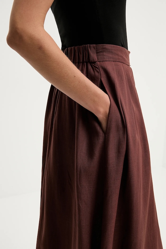 Plátěná sukně Answear.LAB 3116.FLK hnědá