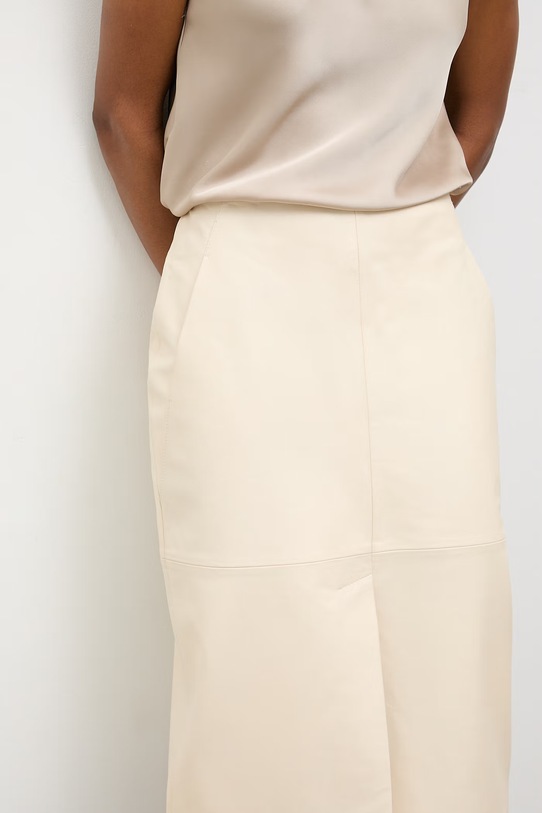Answear.LAB spódnica z rozcięciem skórzana SORA WA25-SDD020 beżowy