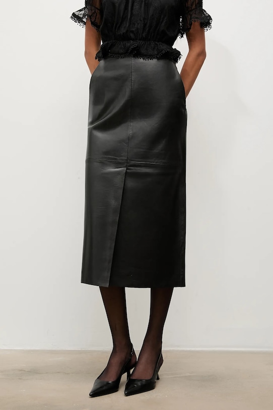 Odzież Answear.LAB spódnica skórzana WA25-SDD020 czarny