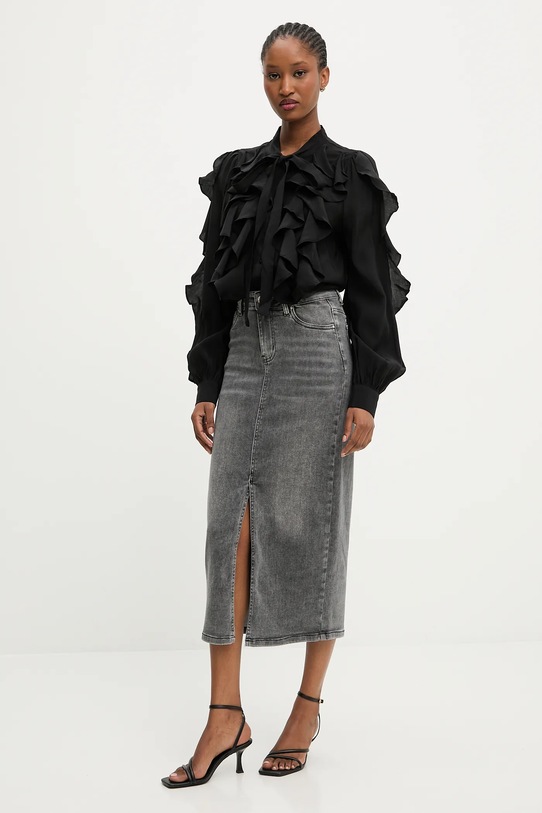 Rifľová sukňa Answear.LAB dj2671.FLK sivá WA25