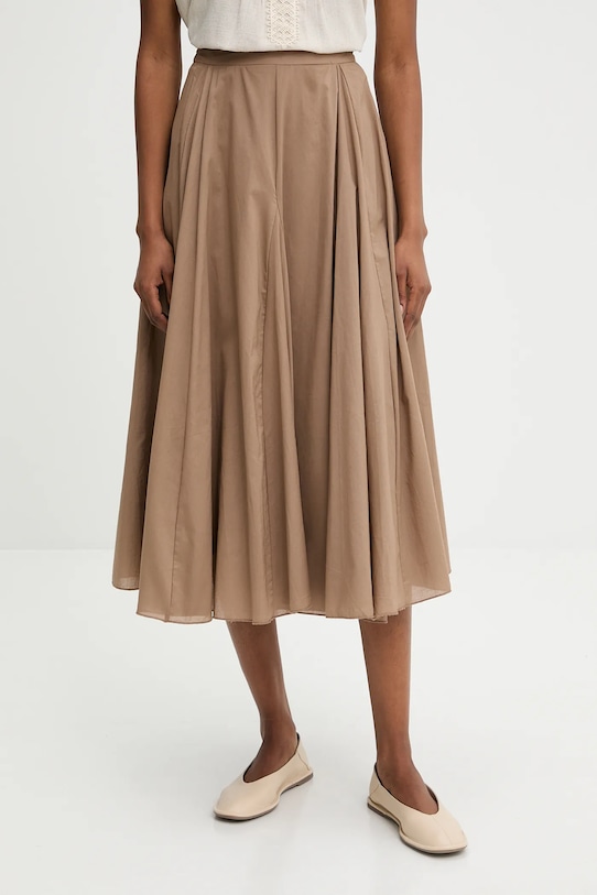 Хлопковая юбка Answear.LAB casual коричневый 4852.FLK