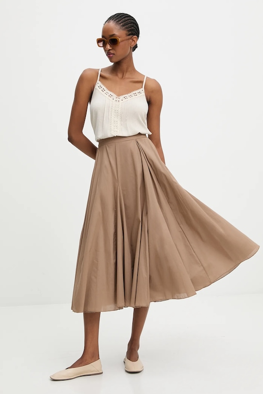 Хлопковая юбка Answear.LAB коричневый 4852.FLK