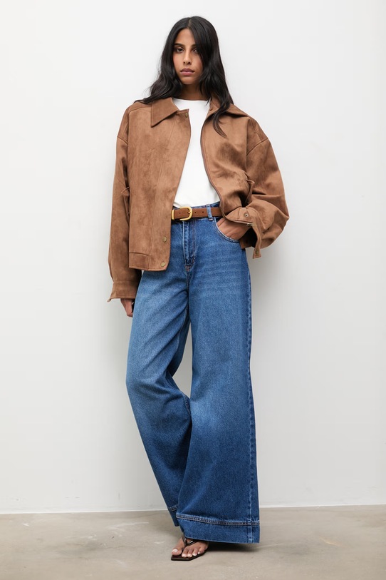 Answear.LAB jeansy wide leg damskie WA25-SJD028 niebieski WA00