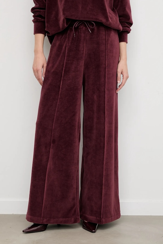 Answear.LAB spodnie dresowe welurowe EA0016.TOS bordowy WA25