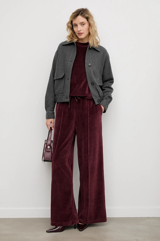 Answear.LAB spodnie dresowe welurowe EA0016.TOS bordowy