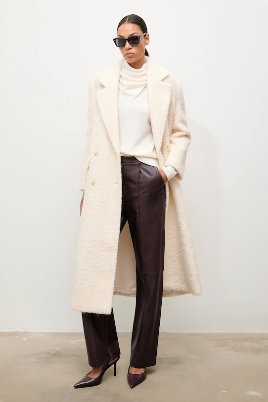 Answear.LAB spodnie skórzane WA25-SPD037 bordowy WA25