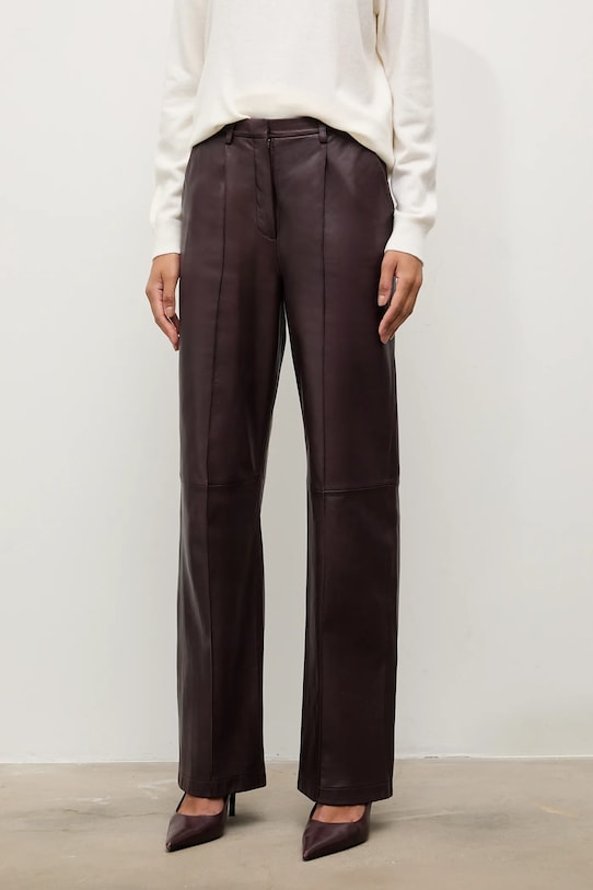 Odzież Answear.LAB spodnie skórzane WA25-SPD037 bordowy