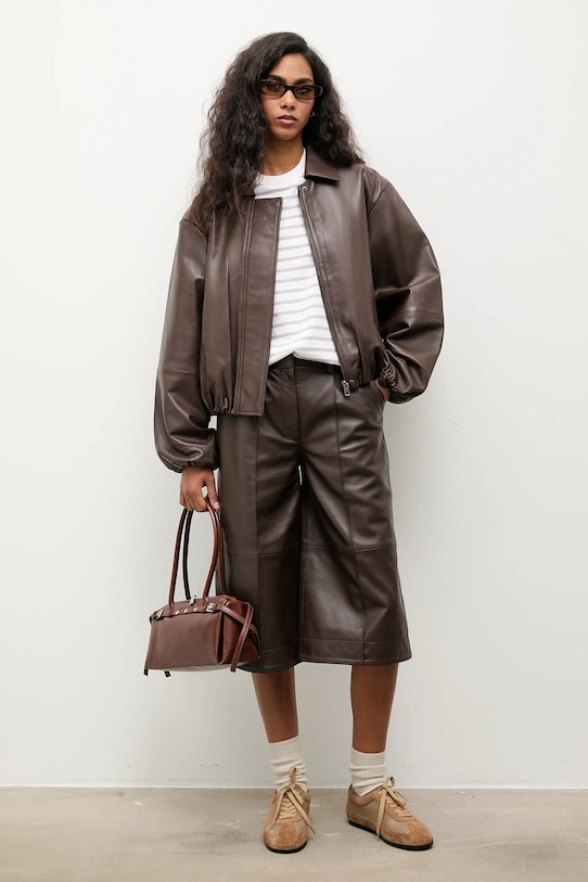 Answear.LAB pantaloni de piele WA25-SPD038 maro WA25