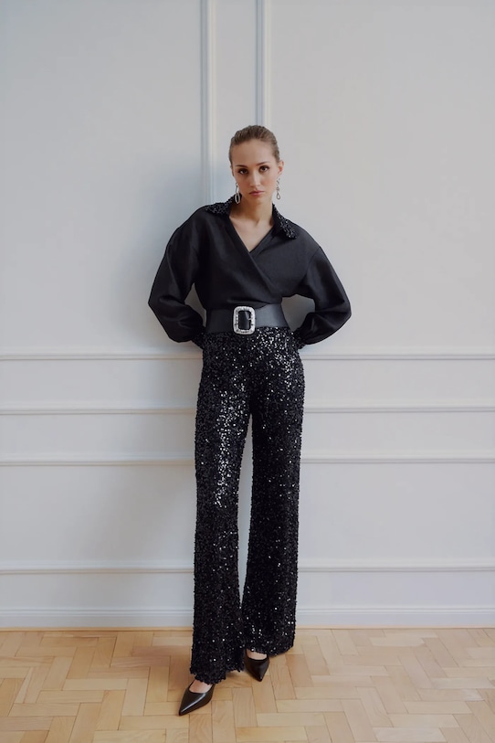 Answear.LAB spodnie tkanina czarny 80103-25Y.B.TOS