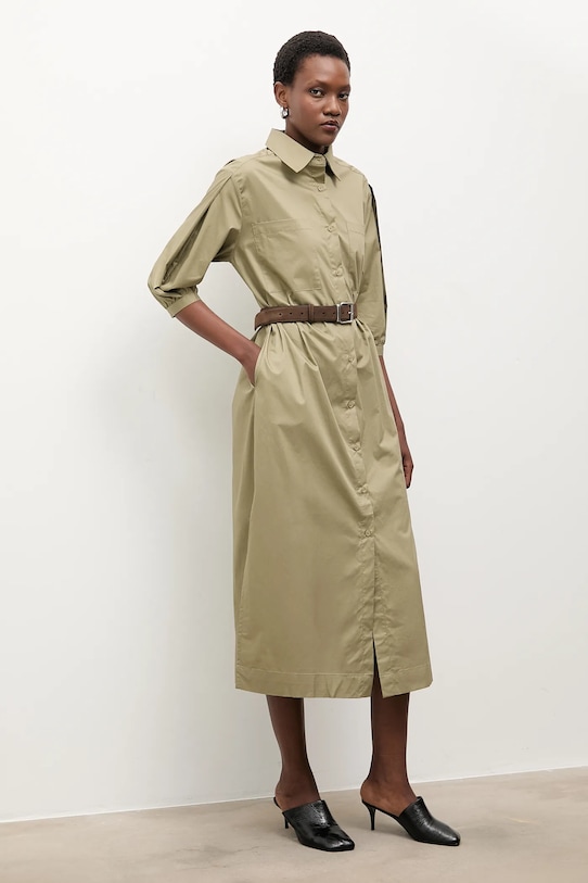 Answear.LAB rochie din bumbac fixat verde PK9012