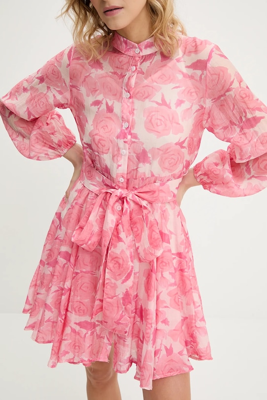 Šaty s hedvábím Answear.LAB mini růžová 80961.F