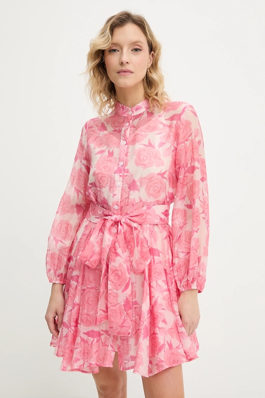 Šaty s hedvábím Answear.LAB růžová 80961.F