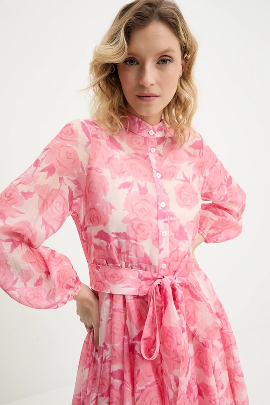 Šaty s hedvábím Answear.LAB 80961.F růžová