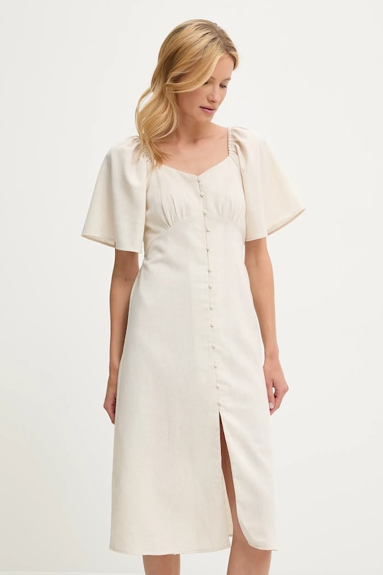 Answear Lab rochie din in ps9122s.F bej WA25