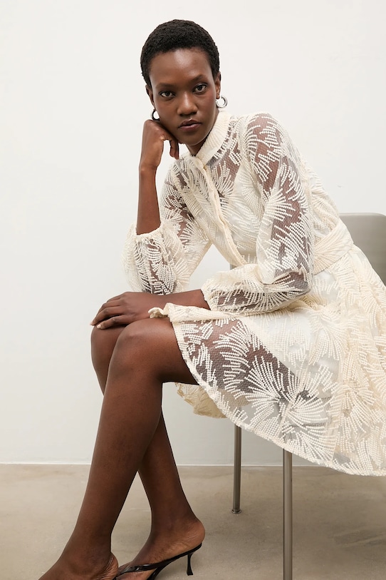 Šaty Answear.LAB čipka béžová 80960-2.FLK