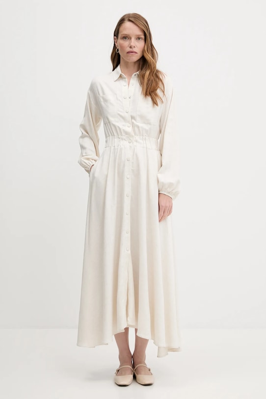 Answear Lab sukienka z lnem F.7033.TOS beżowy WA25