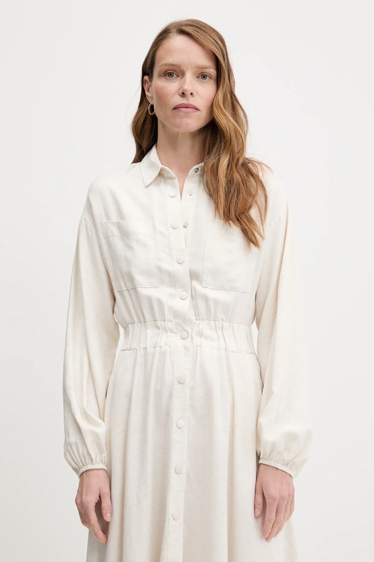 Answear Lab sukienka z lnem beżowy F.7033.TOS