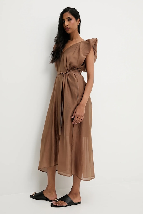 Odzież Answear.LAB sukienka B9828.BR.ILK brązowy