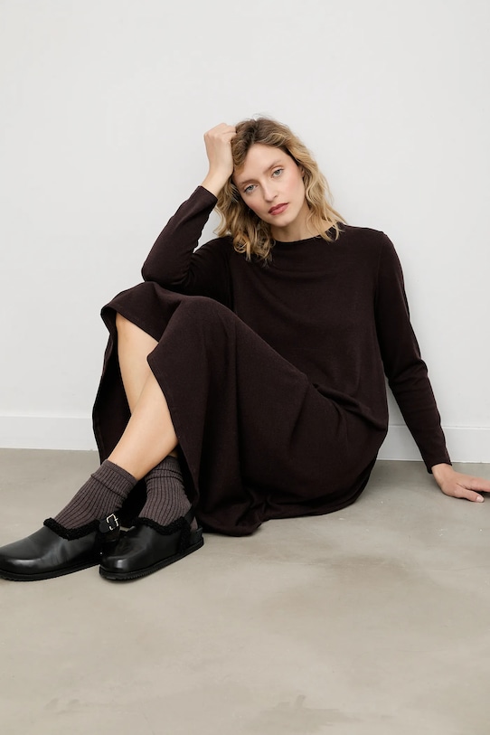 Answear.LAB sukienka z elastanem brązowy 51429/2