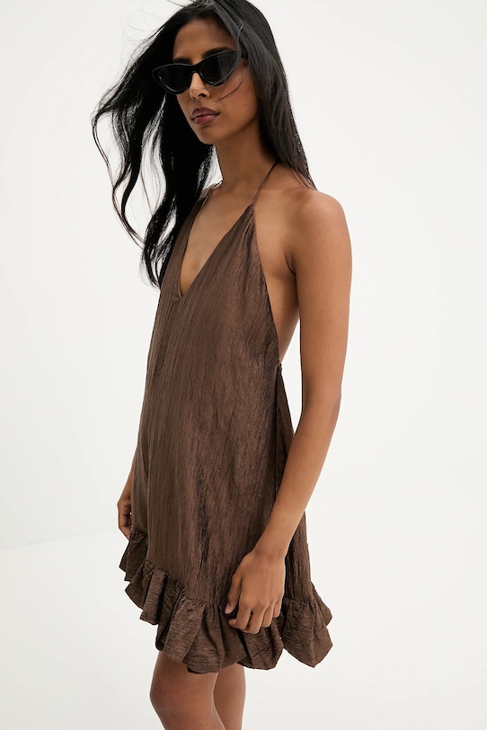 Haljina Answear.LAB bez uzorka smeđa LC240513.hak