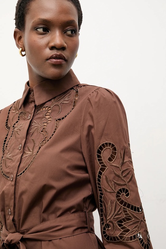 Bavlněné šaty Answear.LAB hnědá v3415.fh