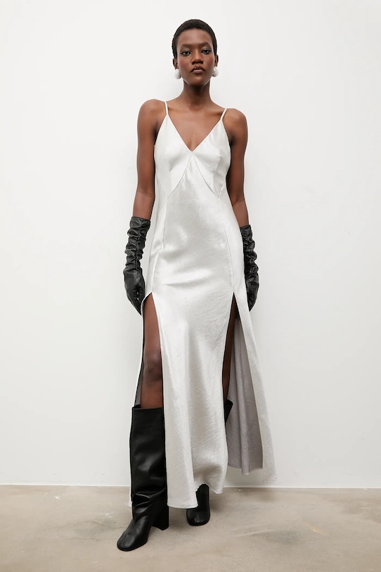 Bonded by Answear.LAB & LOBOS sukienka LAB-28.tos srebrny WS26