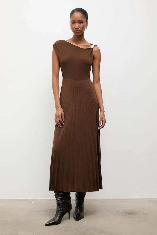 Answear.LAB sukienka z elastanem brązowy AB853.iak